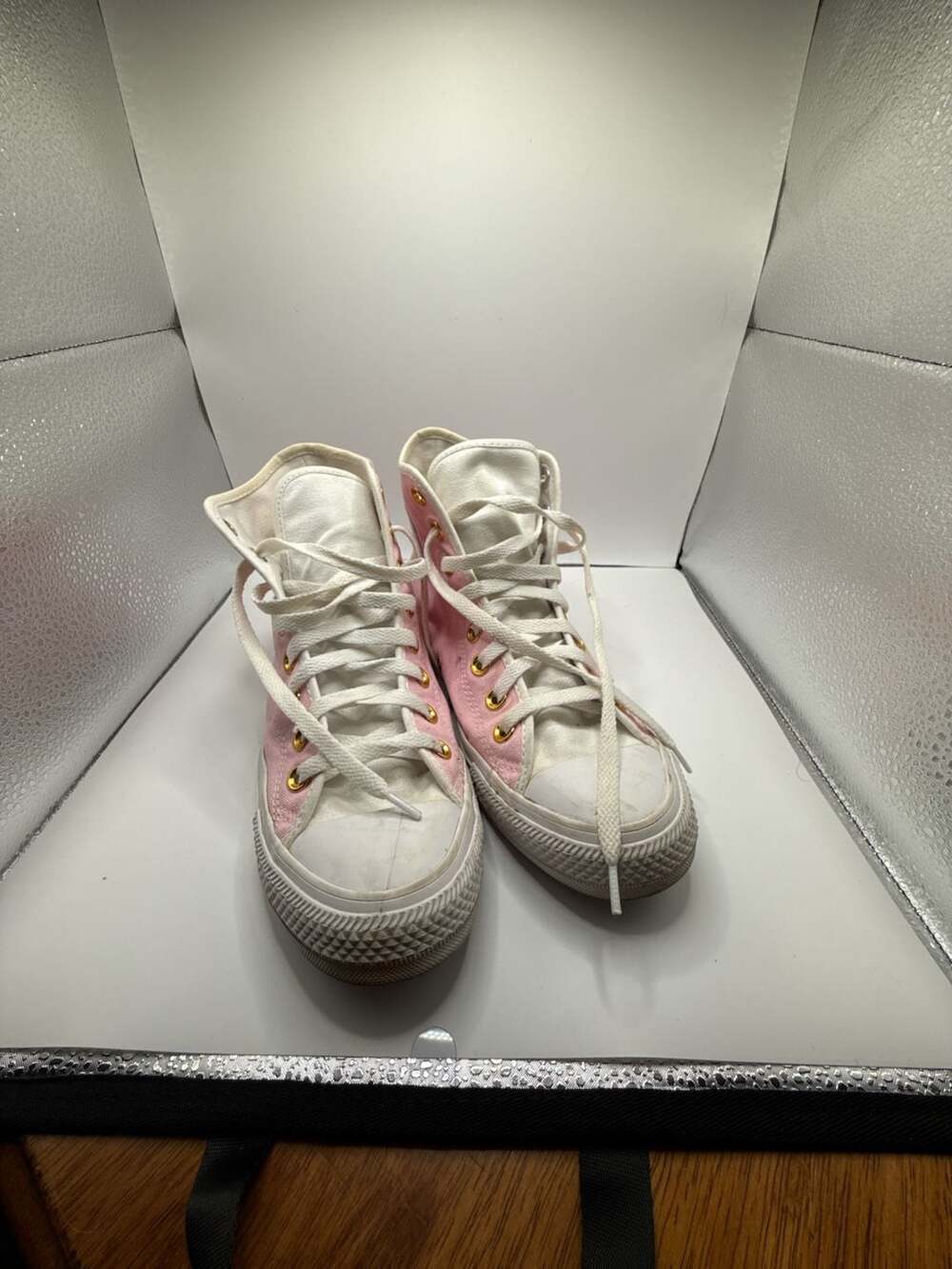 Converse Chuck Taylor All Star High Top Pink Gold Eyelets Size 6.5